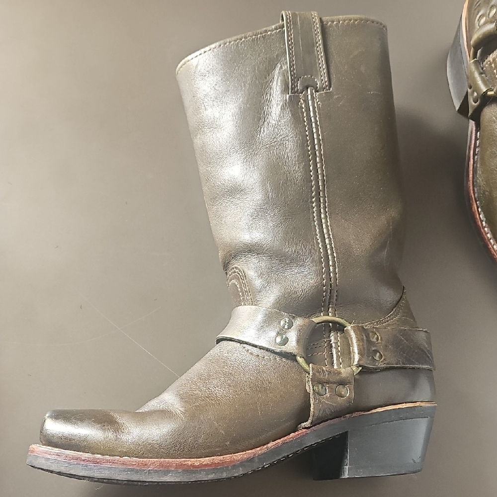 FRYE Harness Olive Green Boots Women's Size 9 Vintage Made In USA 12R - Picture 2 of 12